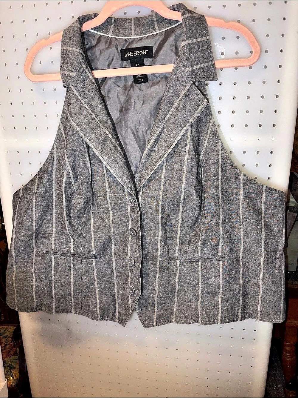 Lane Bryant Striped Vest in Gray Size 24